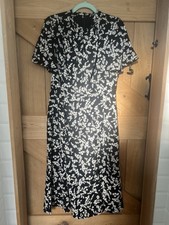 French Connection Bruna Black Floral Light Twist Neck Midi Dress Size 14