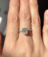2ct Oval Moissanite Gold Plated Sterling Silver Engagement Ring - VVS1, Size M