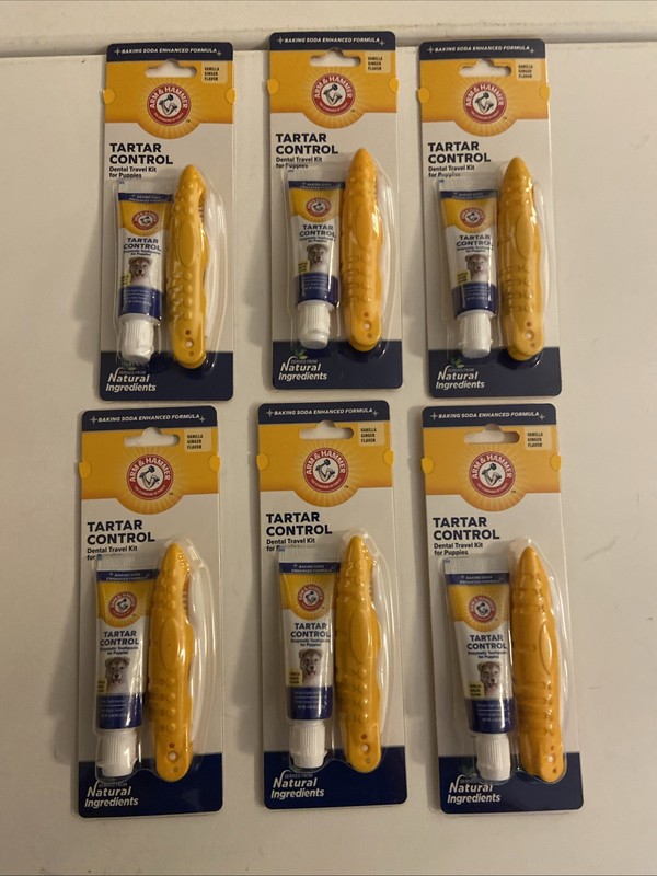 6 Pk Arm & Hammer Tartar Control Dental Kit For Pups/Dogs Vanilla/Ginger Flavor