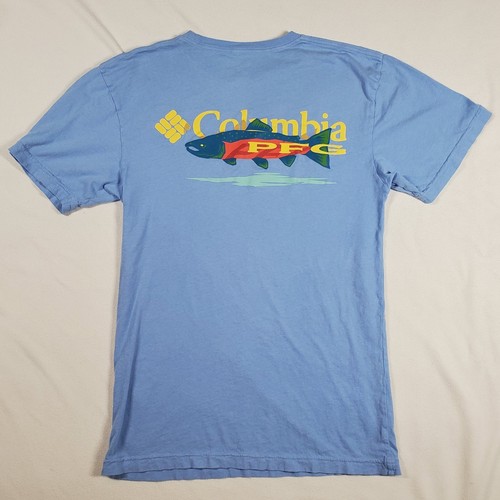 Columbia PFG Fish Graphic T-Shirt Herren Medium Hellblau Kurzarm Tee
