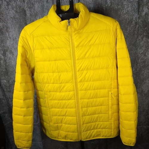 Amazon Essentials Men M Puffer Jacket Yellow Lightweight Packable Fluffer NWOT - product listing photo