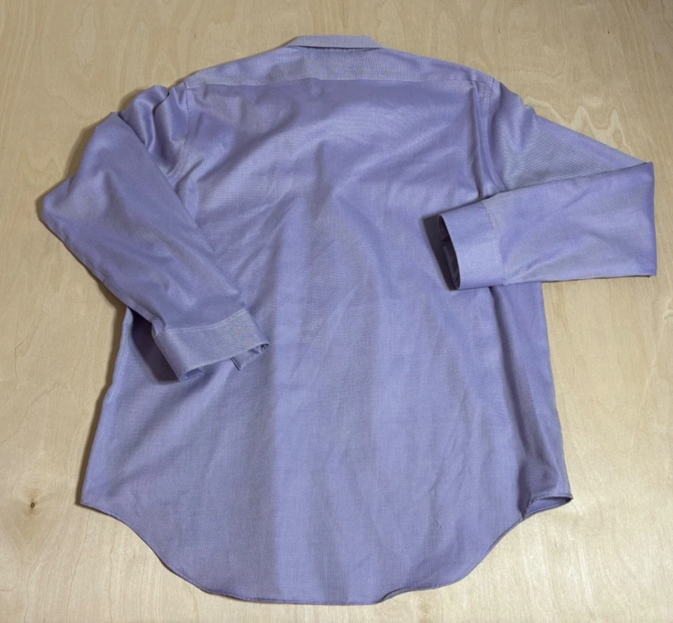 Camisa de vestir morada de manga larga con botones Calvin Klein para hombre 17-34/35 Foto 2 de 4