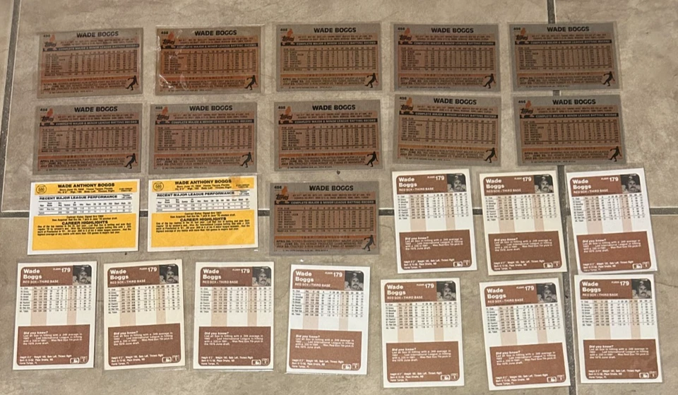 ENORME LOTE 23 Wade Boggs RC Rookies 1983 Topps #498 Fleer #179 Donruss #586 Foto 4 de 4
