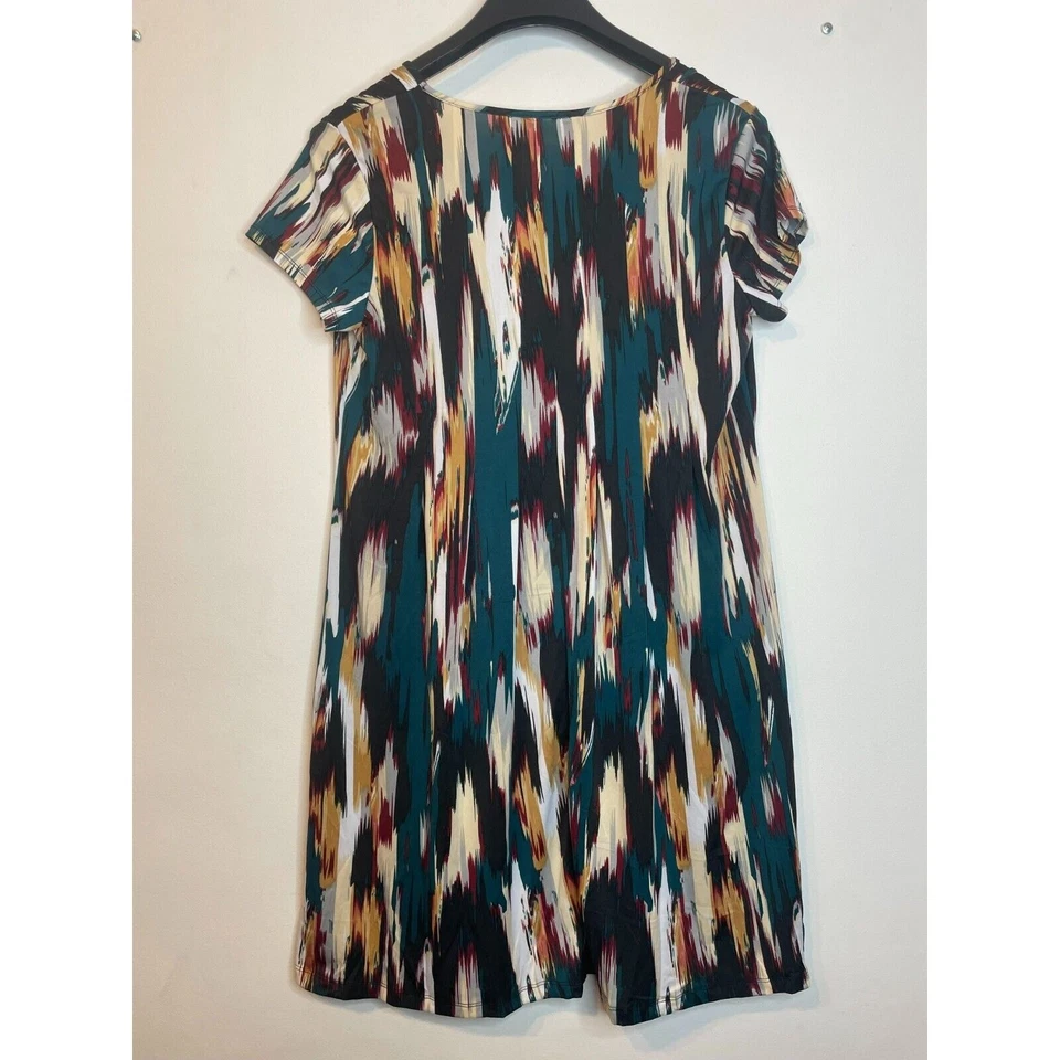 Ny коллекции женщин абстрактный круглый вырез миди платье с коротким рукавом размер L - Изображение 4 из 4
