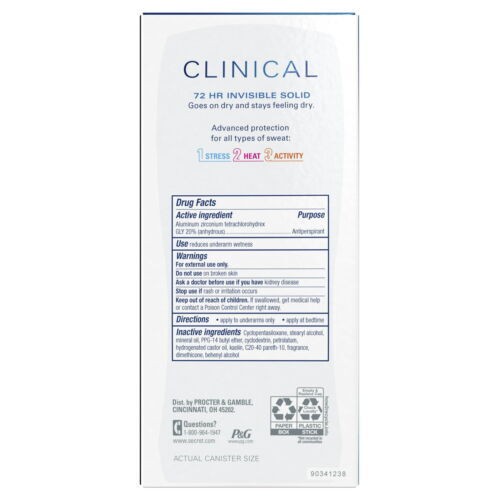 Secret Deodorant Clinical Strength Invisible Solid Clean Lavender 2.6 Oz 3 Pack - Picture 3 of 7