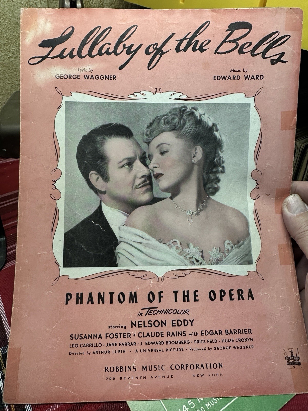 M 1943 Horror Star Claude Rains Sheet Music (Phantom Of The Opera)