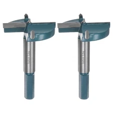 2pcs Forstner Drill Bit 50mm (1-31/32") Carbide Wood Hinge Hole Opener Hex Shank