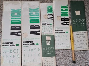 A.B. Dick Lettering Guides for Mimeograph 672 683 684 685 686 1524 w stylus 1411