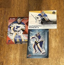 Jordan Binnington Blues Red Rainbow Autograph! Blue Dazzler/ SPA (3) Card Lot!