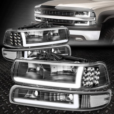 Led Drlfor 99-02 Chevy Silverado 1500 2500 Hd Headlightbumper Lamps Black