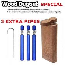 BK Wooden Dugout Pipe Self Cleaning Metal Bat Poker Smoking Pipe One Hitter Kit