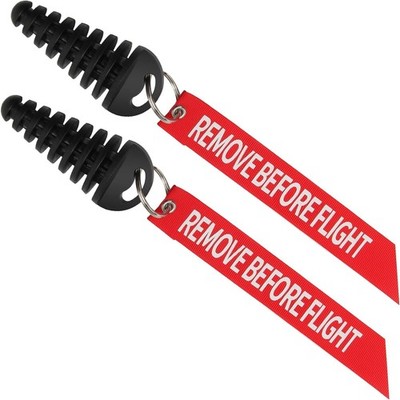 'Remove Before Flight' Streamer Exhaust Wash Plug Set for Motorcycles 0.6-1.5''