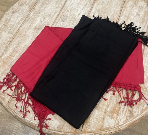 Par de bufanda/envoltura/chales Bijoux Terner Pashmina negro y rojo - Imagen 2 de 10