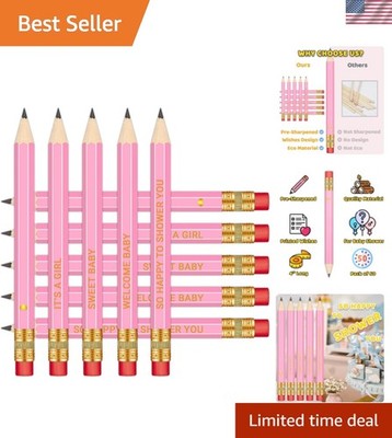 50Pcs - Baby Shower Sharpened Half Pencils with Erasers, Pre-sharpened Pencil...