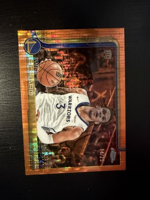 #ad Will Richard 2025 26 Topps Chrome #287 Orange Pulsar Refractor RC Warriors 25 $120.00