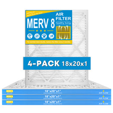 18x20x1 Pleated Air Filters, Replacement for HVAC AC Furnace MERV 8 4-Pack