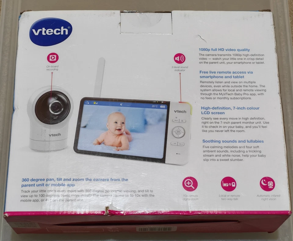 VTech RM7764HD 7in Smart WiFi 1080p Pan & Tilt Baby Monitor, New, Sealed Box - Image 2 of 4