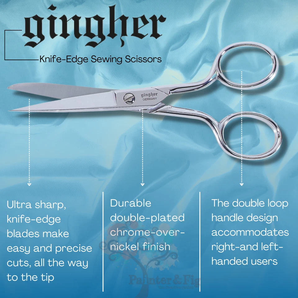Tijeras de Coser Gingher 5" - Hojas de Borde de Cuchillo, Duraderas, Tijeras Artesanales Foto 2 de 4