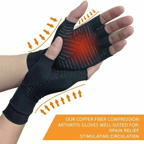 Copper Compression Arthritis Gloves For Carpal Tunnel Computer Typing Joint Pain - Picture 4 of 13