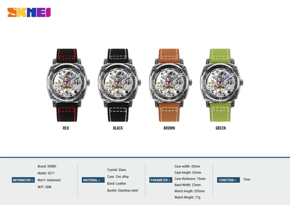 Men's Retro Skeleton Dial Vintage Mechanical Watch - Classic Design Wristwatch - Image 2 of 4