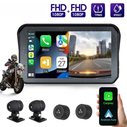Schermo Display Cruscotto Digitale Multimediale 5'' Moto Carplay Auto per Moto - Foto 1 di 17