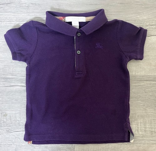 Burberry Children Youth Kids Boys Purple Polo Shirt Top Designer Sz 12 Months