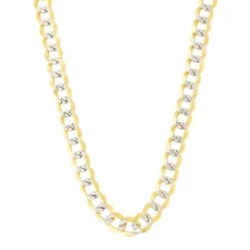 14k 2 Tone Yellow And White Real Gold Curb Chain Necklace, 4.7mm, 24"
