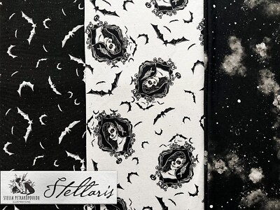 50x155cm French Terry-Stoff Fledermäuse u. Halloween Motive Meterware, Stellaris