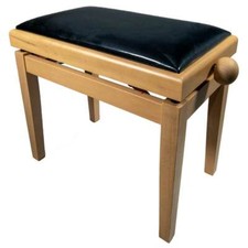 Adjustable Piano Stool, "LEGATO" Bench with Black Top, White Ash