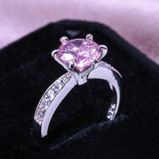 2 Ct Pink CZ Engagement Ring 925 Silver Plated Elegant Christmas Gifts Ring
