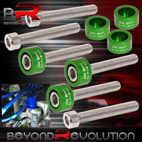 JDM For Honda B-Series Cup/Header/Cam Cap/M8 Fender/Valve Washers+Bolts Green - Picture 3 of 6