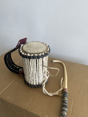 Small Authentic Nigerian Talking Drum with authentic beater Omele