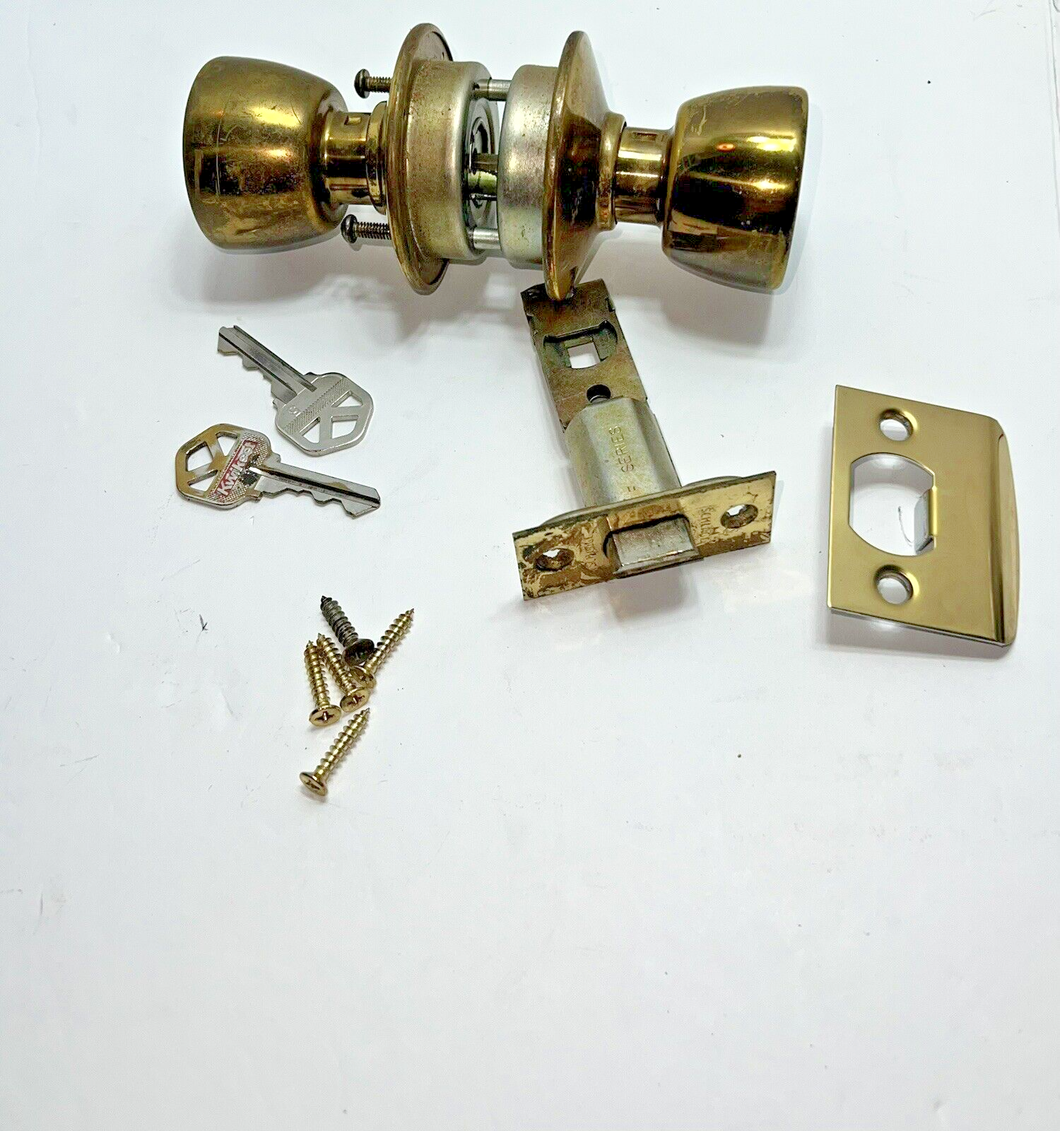 Schlage Brass Privacy Door Knob for Bedroom or Bathroom with Keys-image