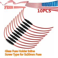 10pcs Black Red In-Line Fuse Holder 20AWG 5x20mm Glass Wire Fuse Tube New