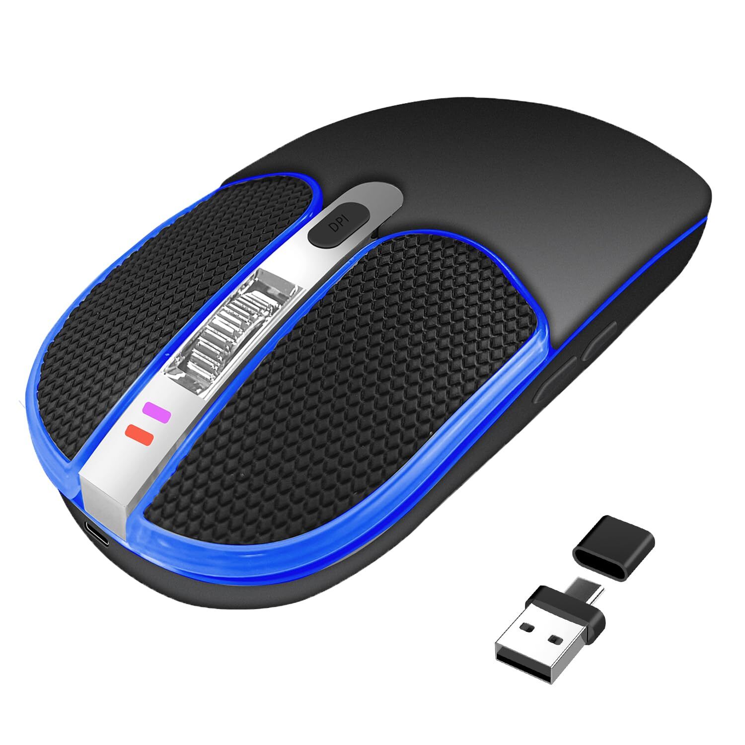 DANCESOUL 2.4GHz Wireless Rechargeable RGB Mute Gaming Mouse with Color Light  