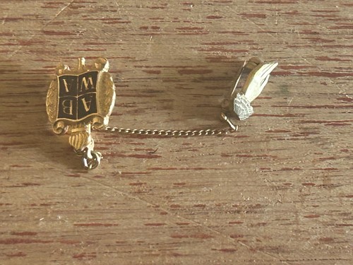 American Businesswomen Lapel Pin ABWA Sweater Pin With Chain Small Hand Torch - Picture 9 of 12