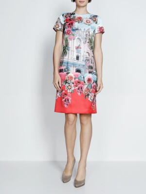 Bloom Drive   Marc Cain Kleid N1 (34) Blau-Pink Autos-Print