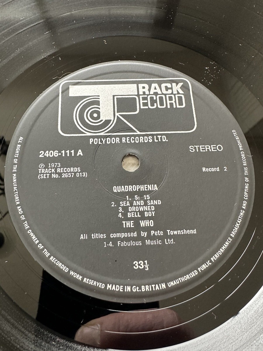 The Who Quadrophenia Track Stereo Gray/ Black Labels 1973 UK Press