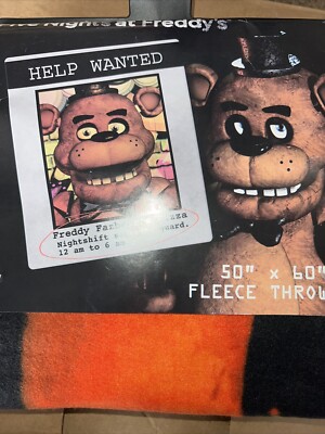 NECA Five Nights At Freddy's Help Wanted AD 50'' X 60'' Fleece Throw Blanket