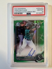 2022 Bowman Chr. Prospects Jonatan Clase True Green Refractor 86/99 Auto PSA 10
