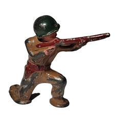 B233 Barclay Podfoot Toy Soldier Sniper Kneeling Khaki Vintage Antique Dimestore