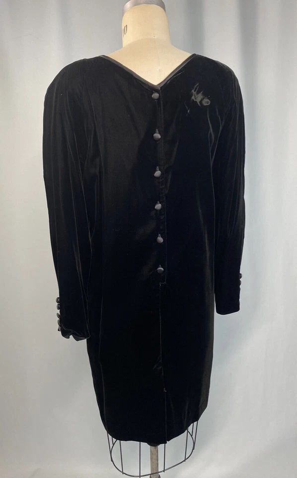 Vestido Vintage TALLA MEDIANA 10 Funda Terciopelo Negro JONES NUEVA YORK AÑOS 80 90 RAYON Foto 3 de 4