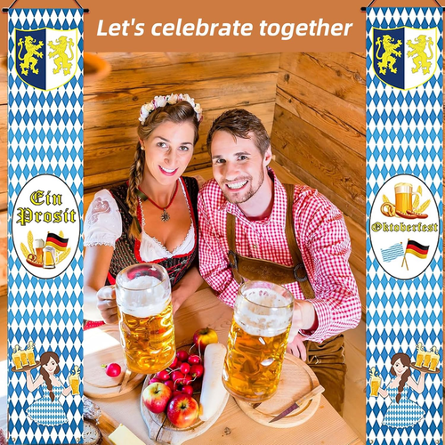 2 Stück Oktoberfest Deko Banner, Bayern Blau Weiße Wiesn Dekoration, 180 * 30cm - Bild 4 von 7