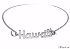 Rhodium Plated on Brass Hawaiian Hawaii Open Bangle Bracelet