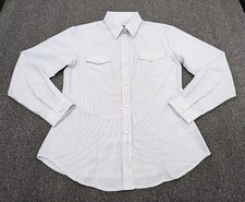 Vintage Roper Western Pearl Snap Button Striped Blue White Shirt LS Size Med