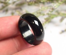 Video Certified Black Green 100 A JADE Jadeite Circle RING USA 7.75       504424
