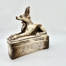 Egyptian Anubis Statue Jackal God Tomb Box Style Hieroglyphic Decor Figure