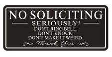 No Soliciting Sign for House/Office, 9 X 4 inch Aluminum Self-Adhesive Modern