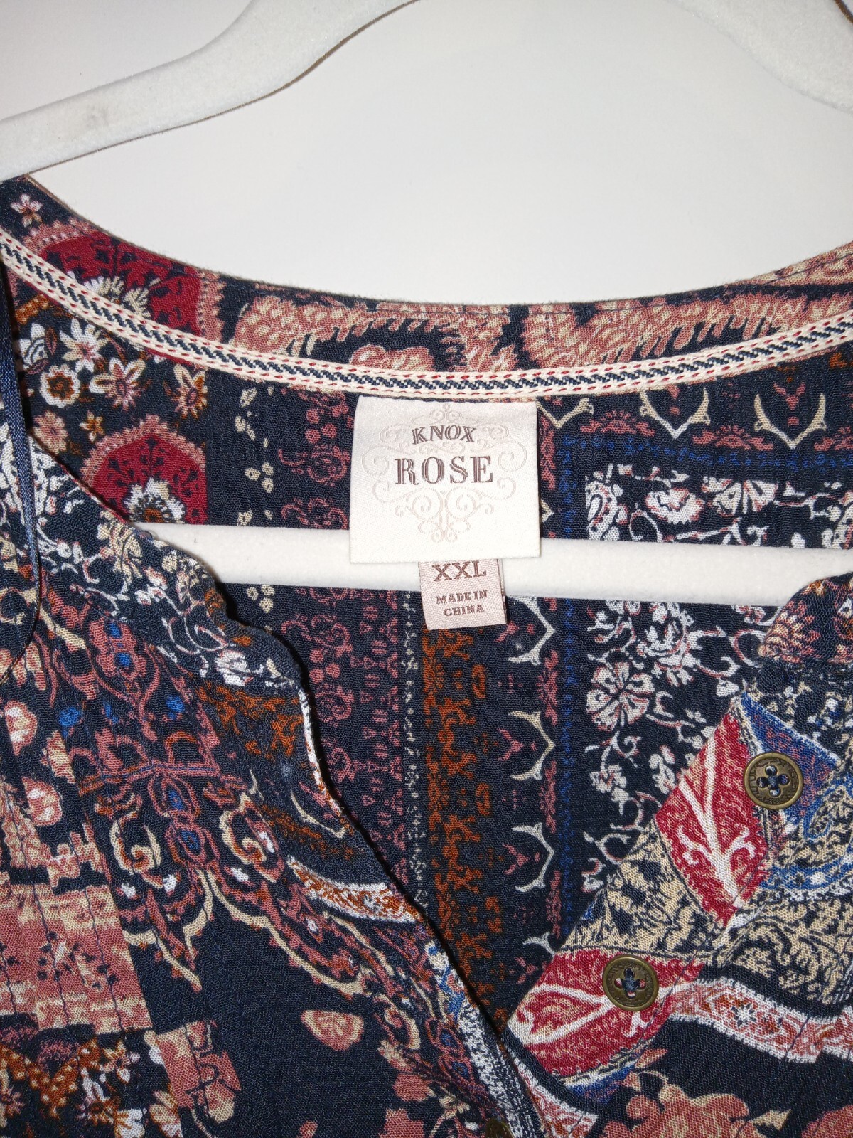 Knox Rose Floral PATCHWORK Pattern Pullover High … - image 4