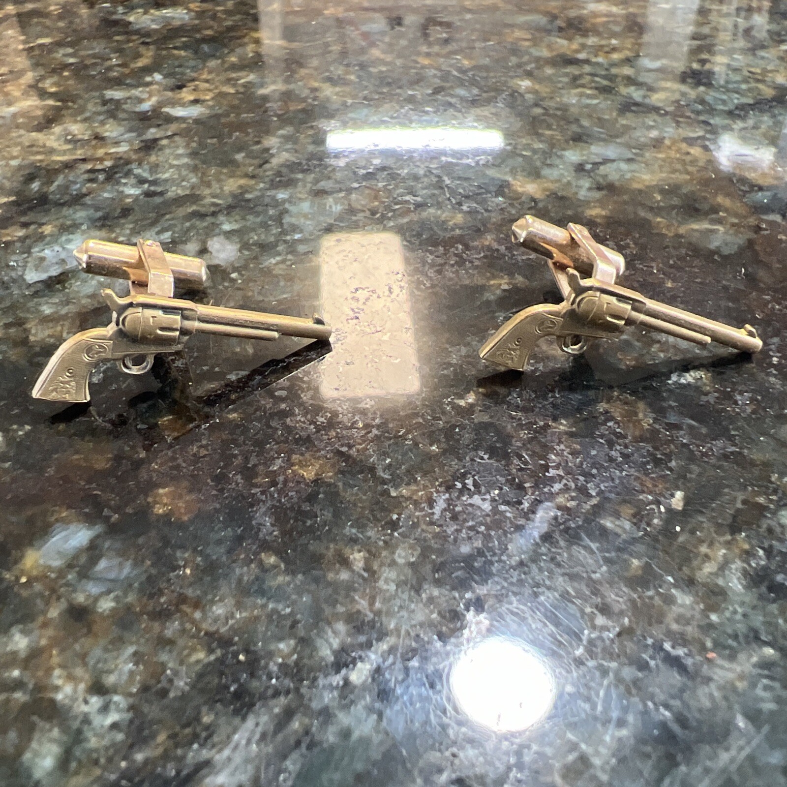 Vintage Colt Single Action Army Cufflinks Gold Tone NOS